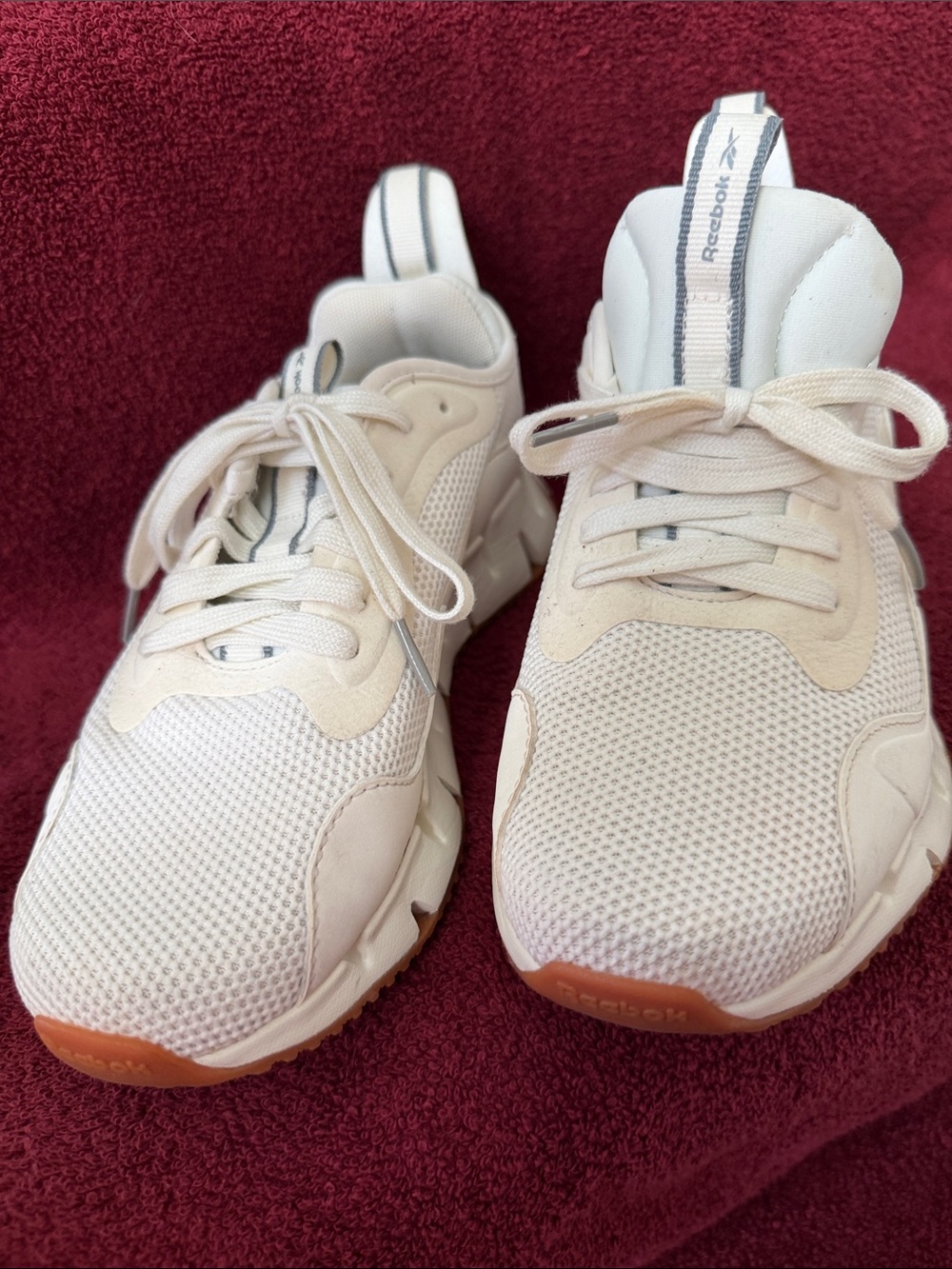 Reebok Women’s Cream and White Mesh Athletic Sneakers